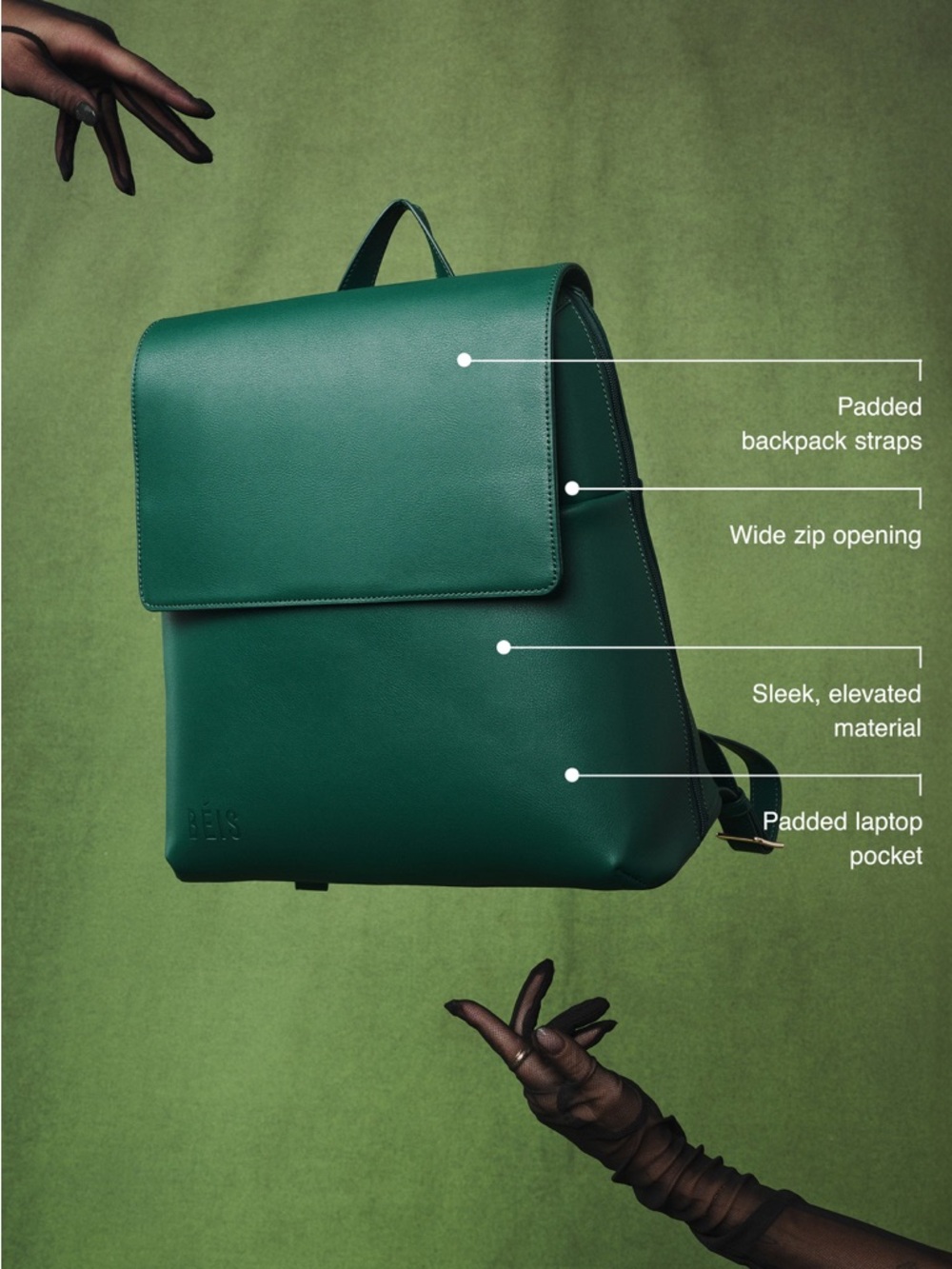 BEIS The Wicked Backpack
in Wicked Green - Picture 11 of 14